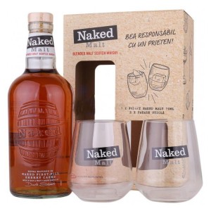 NAKED BLENDED MALT WHISKY CU 2 PAHARE 0.7L